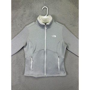 The North Face Sweater Women's Large L Grey/White Logo Full Zip Outdoors Ladies